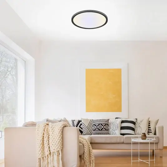 Ověřený LED stropní světlo Flat, CCT, Ø 40 cm, černá