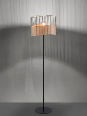 Stojací lampa Reed ze dřeva a kovu Nízká Cena