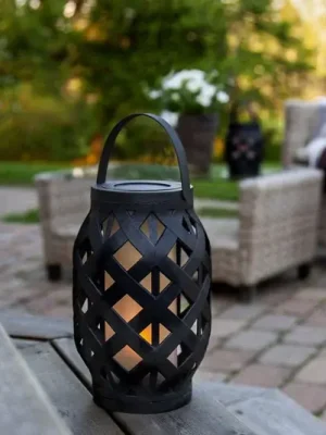 Finální Výprodej LED lucerna Flame Lantern, černá, výška 23 cm