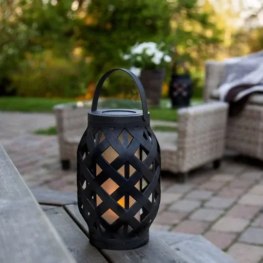 Finální Výprodej LED lucerna Flame Lantern, černá, výška 23 cm
