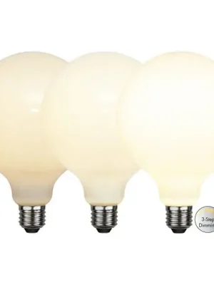 Aktuální LED žárovka globe E27 G125 7,5 W, 3-step-dim, opál