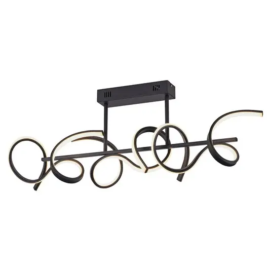 Stropní svítidlo LED Curls, černé, kovové, délka 82 cm, stmívatelné Akční Nabídka
