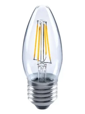 Super Cena LED svíčka žárovka E27 4,5W 827 filament čirá