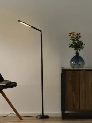 LED stojací lampa Filigran, černá, stmívatelná, nastavitelná Must-Have