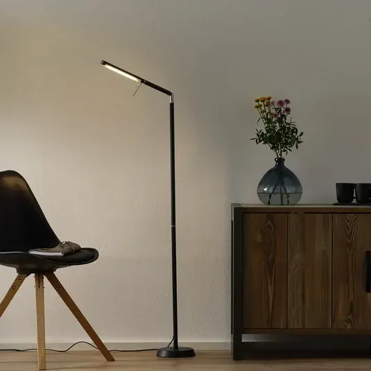 LED stojací lampa Filigran, černá, stmívatelná, nastavitelná Must-Have
