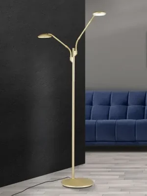 Výprodej LED stojací lampa Cobra, dva zdroje, matná, mosaz