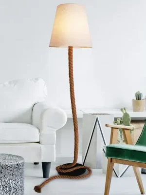 Textilní stojací lampa Rope s přírodním provazem Novinka