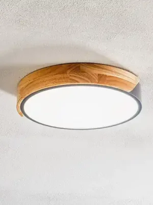 Zlevněný LED stropní světlo Borneo s dřevěným rámem