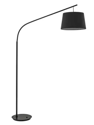 Oblouková lampa Daddy, textilní stínidlo, černá Oblíbený