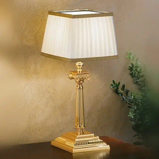 Víkendová Akce Stolní lampa Sarafine, bílá/zlatá, stínidlo na lampu Pongé, výška 41 cm