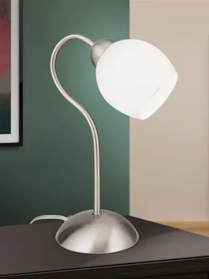 Sezónní Sleva Stolní lampa Doma, saténový nikl, výška 30 cm, sklo