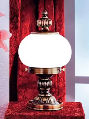 Aktuální Stolní lampa Delia, patinovaná mosaz