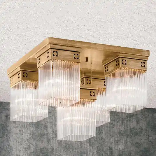 Časově Omezené Pětižárovkové stropní světlo Frieda z mosazi
