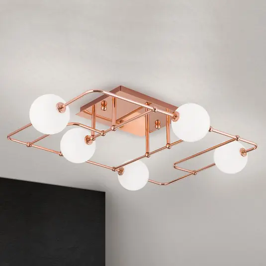 LED stropní světlo Pipes v mědi, skleněné koule Must-Have