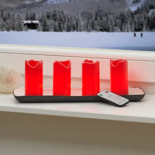 4 ks Candle LED svíčky dálkový ovladač červená Rychlé Dodání