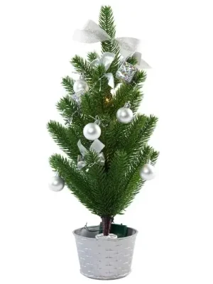 Vánoční stromek LED s dekorací ve stříbrné barvě Novinka