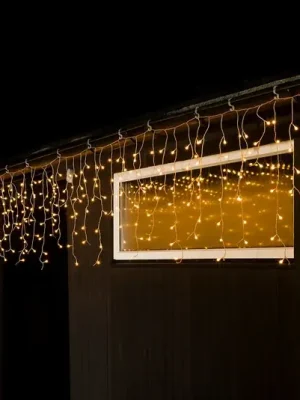 LED světelná clona ledový déšť jantarová transp. 10m Zlevněný