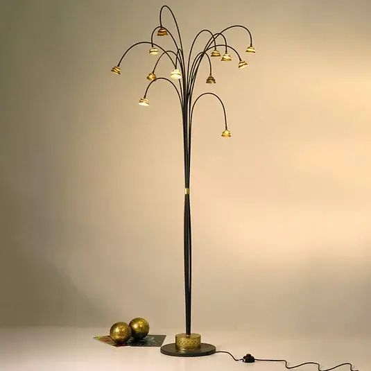 Stojací lampa LED Fontaine hnědá-zlatá Jen Po Omezenou Doba