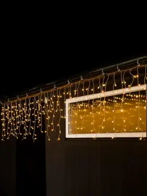 Must-Have LED světelná clona ledový déšť teplá bílá transp. 10m