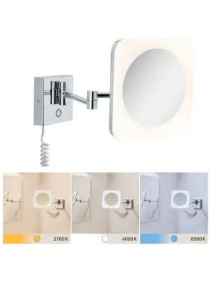 Sleva Paulmann Jora LED kosmetické zrcadlo, IP44 s vypínačem, stříbrné