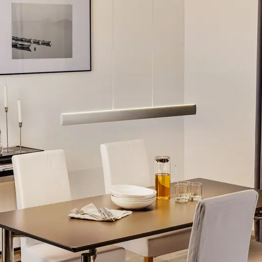 Závěsné svítidlo LED Runa, nikl, délka 92 cm Speciální Cena