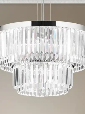 Přímo Od Výrobce LED závěsné světlo Prism, kulaté, Ø 55 cm, chrom