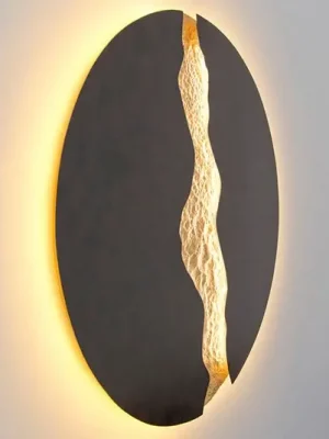 Autentický LED nástěnné světlo LAVA, černá/zlatá, Ø 80 cm, kov, stmívatelné