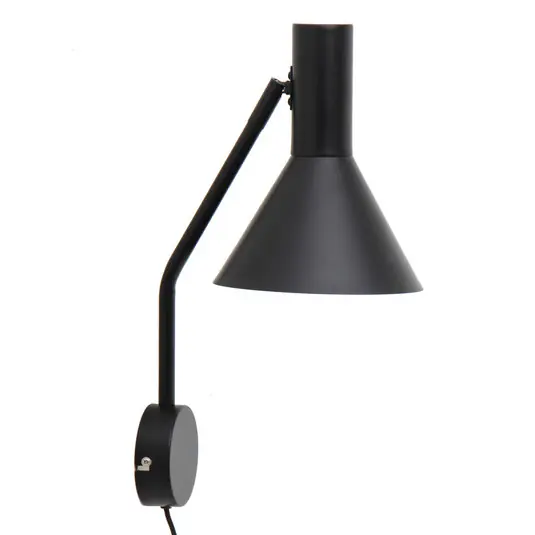 Oblíbený FRANDSEN Nástěnné světlo Lyss, černé, zástrčka, výška 42 cm, E27