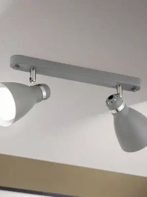 Stropní reflektor School, dva zdroje, šedá Levný