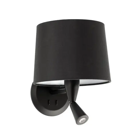 Nástěnné svítidlo Conga s LED světlem na čtení, černé Ověřený