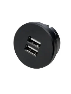 Kup Teď USB dvojzásuvka, kulatá, černá