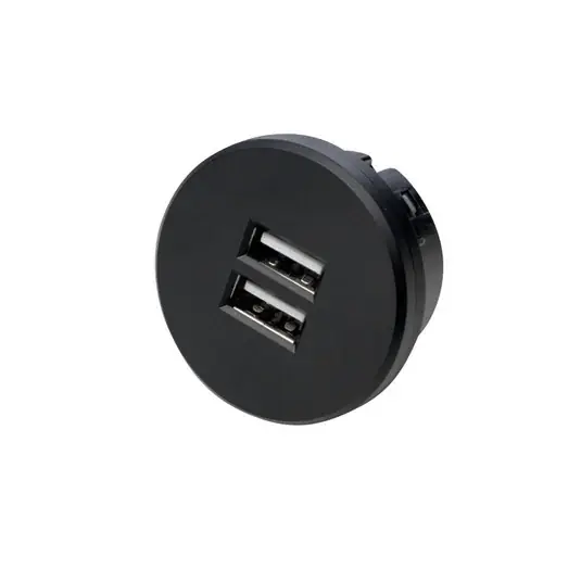 Kup Teď USB dvojzásuvka, kulatá, černá