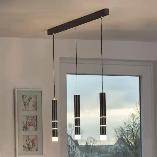 LED závěsné světlo PURE Vega, tři válce, černé Sleva