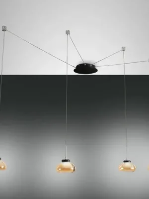 LED závěsné světlo Arabella, 4 zdroje černá/jantar Cenová Bomba