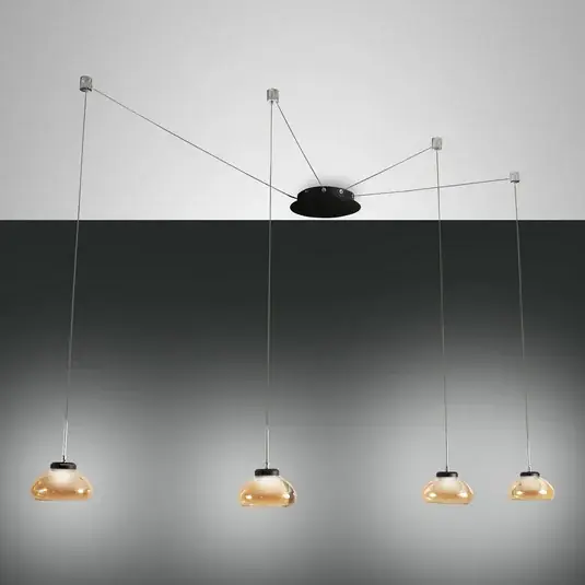 LED závěsné světlo Arabella, 4 zdroje černá/jantar Cenová Bomba