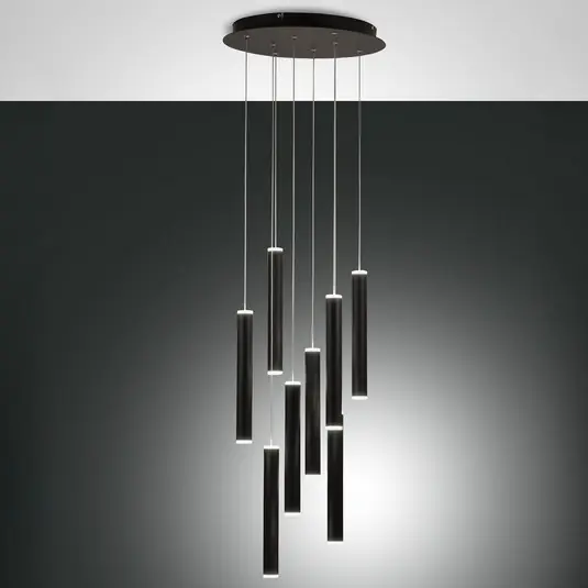 Závěsné LED svítidlo Prado, černé, 8 světel, Ø 40 cm, stmívatelné Akční Cena