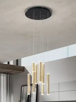 Závěsné svítidlo LED Prado, zlaté, 8 světel, Ø 40 cm, stmívatelné Výprodej
