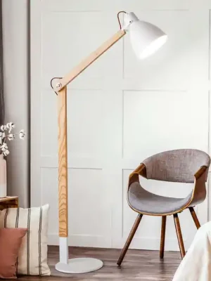 Stojací lampa Sveva ze dřeva, bílá/jasan Super Cena