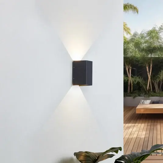 Vrácení Zdarma Nástěnné svítidlo Lucande LED Kimian, výška 17 cm, antracit, IP54