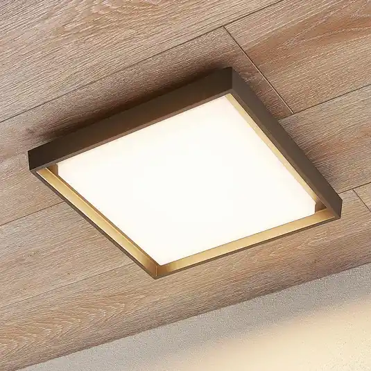 Speciální Cena Lucande LED venkovní stropní svítidlo Birta, tmavě šedé, IP54, 34 cm
