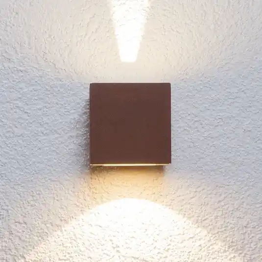 Nová Kolekce Lucande LED venkovní nástěnné svítidlo Jarno, rez, kov, 9cm