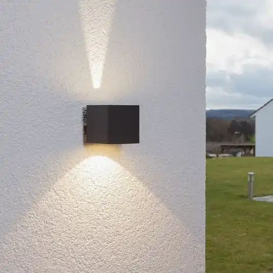 Vrácení Zdarma Venkovní nástěnné svítidlo Lucande LED Jarno, antracit, kov, 9 cm