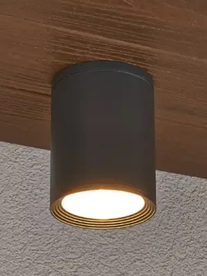 Značkový Stropní bodové světlo Lucande Minna, antracit, 14 cm, IP54, E27