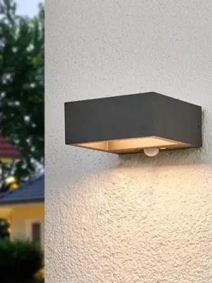 Finální Výprodej Lucande LED solární nástěnné svítidlo Mahra, antracit, kov, senzor