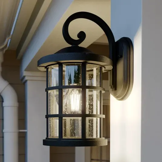 Bezpečná Platba Venkovní nástěnná lampa Lindby Ankea, černá, výška 37 cm, IP23, E27