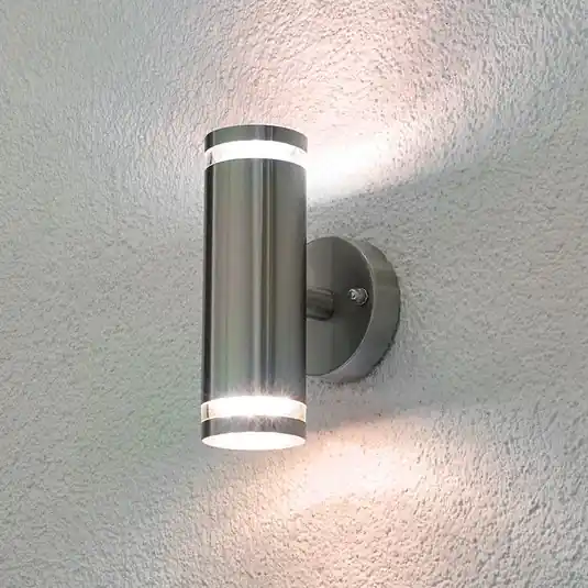 Lindby LED venkovní nástěnné svítidlo Tiberius, nerezová ocel, up/down, IP44 Hit Sezóny