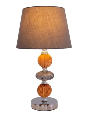 Stolní lampa Araga, šedá/chrom/dřevo Must-Have