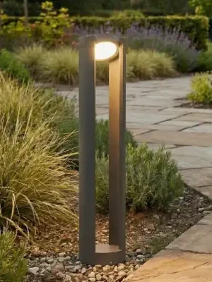 Výprodej Lucande LED světlo na sloupku Dylen, šedé, kov, 80 cm, IP65