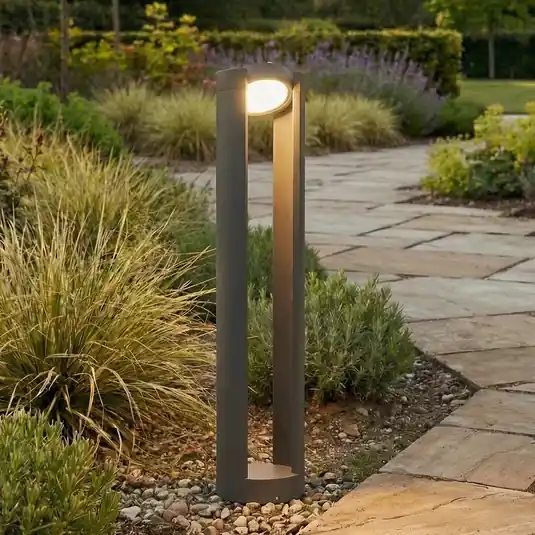 Výprodej Lucande LED světlo na sloupku Dylen, šedé, kov, 80 cm, IP65