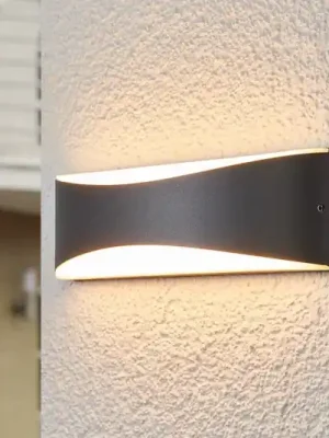 Venkovní nástěnné svítidlo Lucande LED Akira, antracit, kov, 23 cm Vysoce Kvalitní